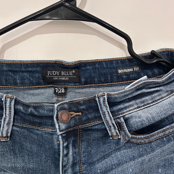 Judy Blue "Lennon" High Rise Bleach Splash Boyfriend Denim - Dark Mid Wash - 7 - Picture 3 of 3